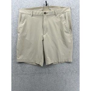 Greg Norman Men’s Hybrid Shorts Solid Beige Brown Size 36 Golf Slash Pockets